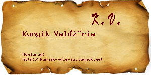 Kunyik Valéria névjegykártya